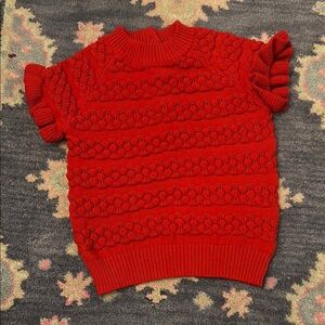 Red Cable Knit Short Sleeve Sweater Kids